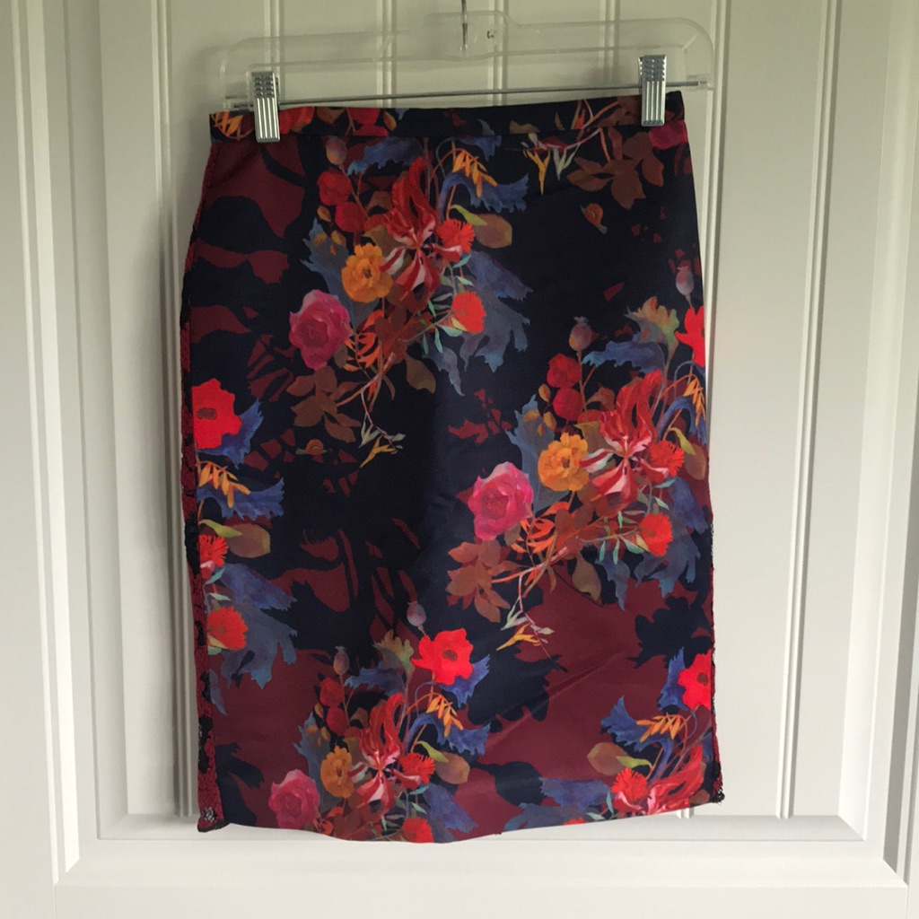 Leifsdottir For Anthropolgie Floral And Lace Skirt Size 0